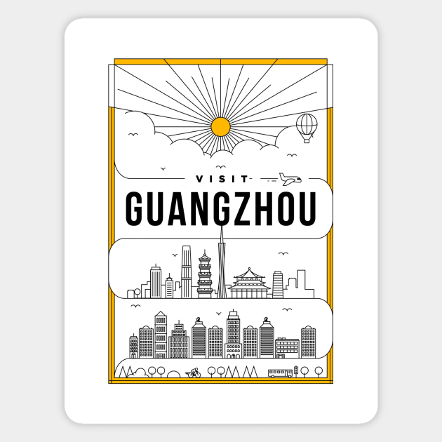 Guangzhou Minimal Lineal Poster Magnet by kursatunsal